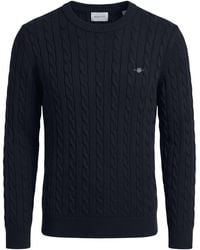 GANT - Cable Knit Sweater With Logo - Lyst