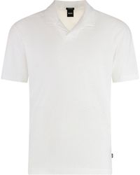 BOSS - Polo in cotone e lino - Lyst