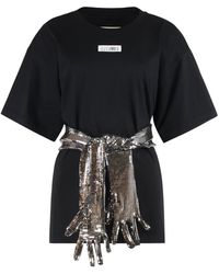 MM6 by Maison Margiela - Cotton T-Shirt With Gloves - Lyst