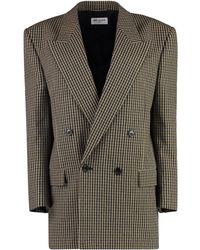 Saint Laurent - Giacca doppiopetto Vichy in lana - Lyst