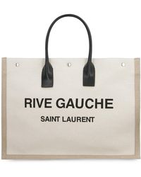 Saint Laurent - Rive Gauche Linen & Leather Tote - Lyst