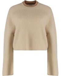 Max Mara - Wool And Cashmere Jersey With A Ribbed Knit - Lyst