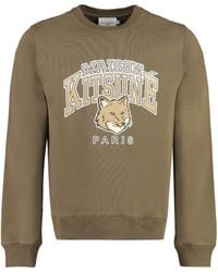 Maison Kitsuné - Campus Fox Printed Cotton Sweatshirt - Lyst