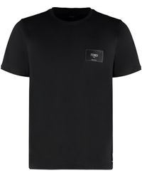 Fendi - Logo Patch T Shirt Nero - Lyst
