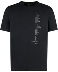 BOSS - T-shirt girocollo in cotone - Lyst