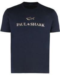 Paul & Shark - T-shirt In Cotton Jersey With Logo Print - Lyst