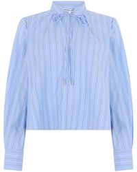 Veronica Beard - Cropped Striped Blouse Viscose Blouses - Lyst