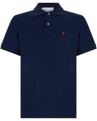 Ami Paris - Cotton Polo With Short Sleeves - Lyst