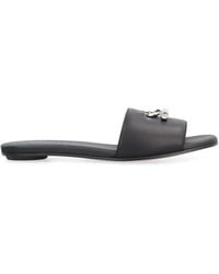 McQueen - Leather Slides With Logo - Lyst