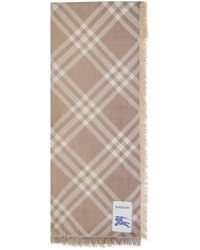 Burberry - Sciarpa in lana e seta con frange - Lyst