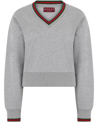 Gucci - Jersey Cotton Sweatshirt With Web - Lyst