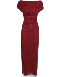 Self-Portrait - Midi Dress With Draping And Rhinestones - Lyst