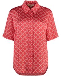 Michael Kors - Empire Logo-print Satin Shirt - Lyst