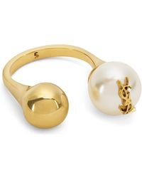 Saint Laurent - Cassandre Ring With Pearl - Lyst