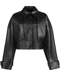 Calvin Klein - Cropped Leather Jacket - Lyst