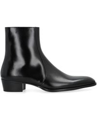 Saint Laurent - Smooth Leather Roman Boots - Lyst