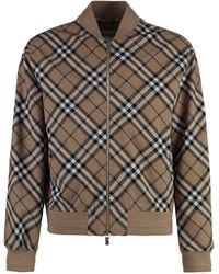 Burberry Varsity Graphic Wool And Leather Bomber Jacket for Men | Lyst