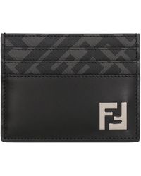 Fendi - Ff Squared Leather Card Holder - Lyst