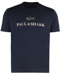 Paul & Shark - T-shirt In Cotton Jersey With Logo Print - Lyst