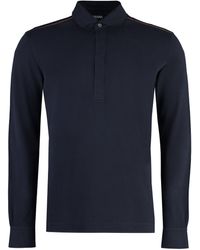 Zegna - Long Sleeve Cotton-piqué Polo Shirt - Lyst