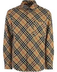 Burberry - Wool Overshirt With Check Motif - Lyst