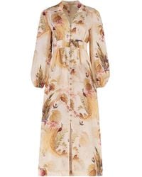 Zimmermann - Abito Ascension Plunge in lino stampato - Lyst