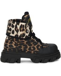 Ganni - Leopard Print Ankle Boot With Sturdy Sole - Lyst