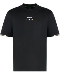 BOSS - T-shirt girocollo in cotone - Lyst