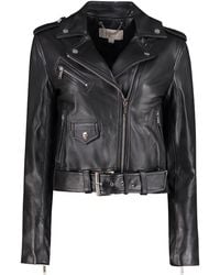 Michael Kors - Leather Biker Jacket - Lyst