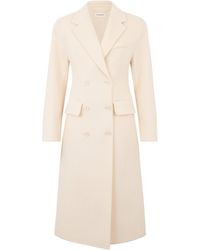 P.A.R.O.S.H. - Elegant Cream Coat With Belt And Pocket - Lyst