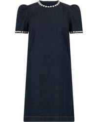 Zimmermann - Short Denim Dress With Decoration - Lyst