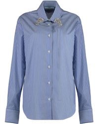 Prada - Camicia in cotone a righe - Lyst