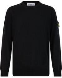 Stone Island - Virgin Wool Crew-Neck Sweater Sweatshirts - Lyst