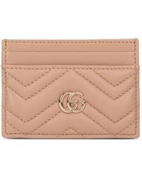 Gucci - Leather Card Holder With Chevron And Logo - Lyst