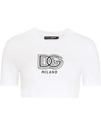 Dolce & Gabbana - Crop top con logo - Lyst