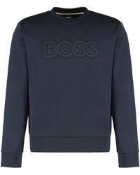 BOSS - Logo Detail Cotton Sweatshirt - Lyst
