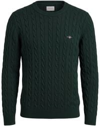GANT - Cable Knit Sweater With Logo - Lyst