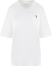 Ami Paris - T-shirt in cotone con logo - Lyst