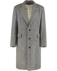 Golden Goose - Cappotto monopetto in lana con trama spigata - Lyst