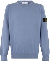 Stone Island - Cotton Crew Neck Sweater With Logo - Lyst