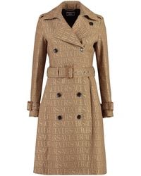 Versace - Allover Double-Breasted Trench Jacket - Lyst