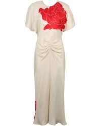 Victoria Beckham - Midi Dress Bela With Floral Print - Lyst