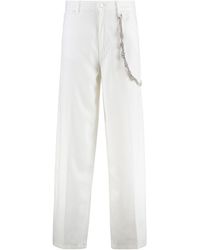 Pinko - Pants With Logo Patch On The Back And Chain Detail With Rhinestones - Lyst