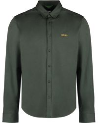 BOSS - Camicia in cotone con collo button-down - Lyst