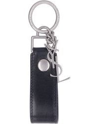 Saint Laurent - Portachiavi in pelle con logo - Lyst