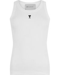 Ami Paris - Ribbed Cotton Tank Top - Lyst