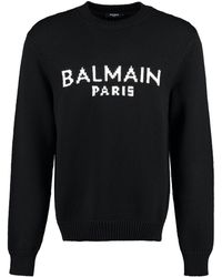 Balmain - Logo-jacquard Wool-blend Sweater - Lyst