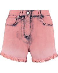 MSGM High-rise Cut-off Denim Shorts - Pink