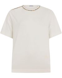 Burberry - Short Sleeve T-Shirt With Tartan Trim - Lyst