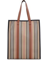 Burberry Icon Stripe E-canvas Portrait Tote Bag - Natural
